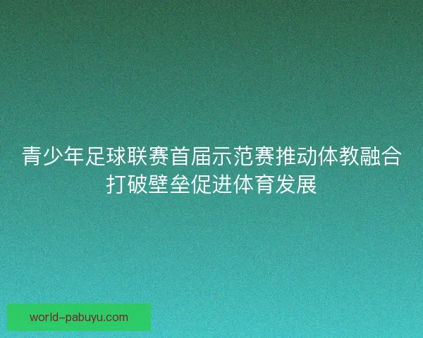 青少年足球联赛首届示范赛推动体教融合打破壁垒促进体育发展